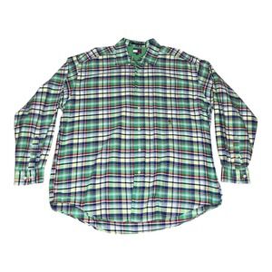 Vintage Tommy Hilfiger Mens (L) Plaid Button Down Shirt Green Yellow Crest Logo